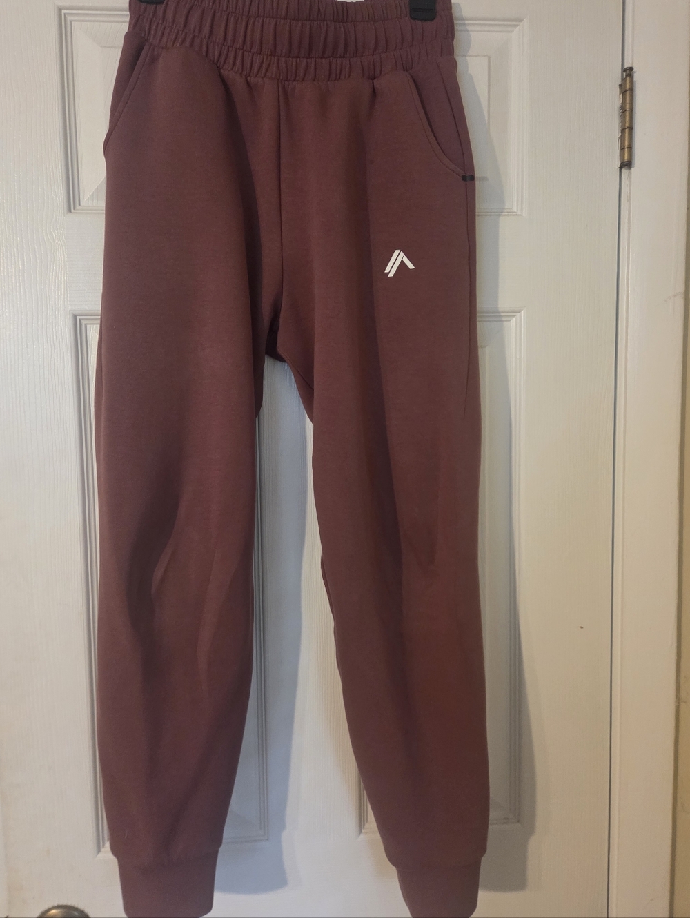 Alphalete Maroon Track Joggers with White Logo